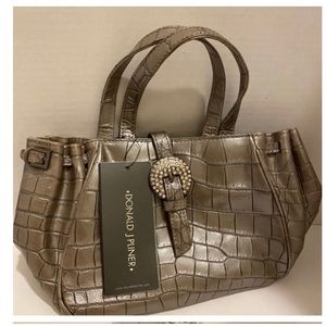 Donald J Pliner Luxury Handbag NEW!w Tags Lush Champagne Tone w silver Stunning!